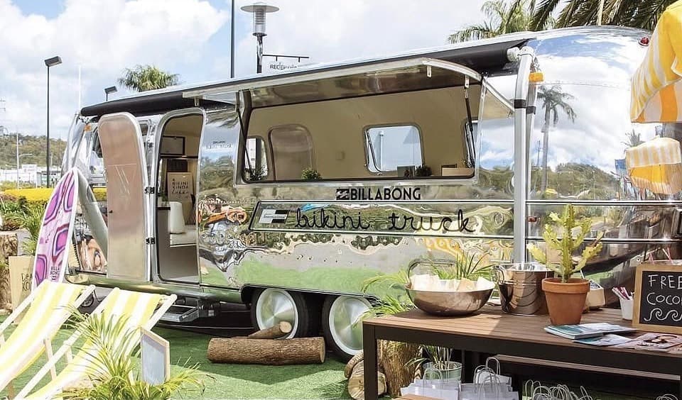 Billabong activation setup with deck chairs and styled merchandise